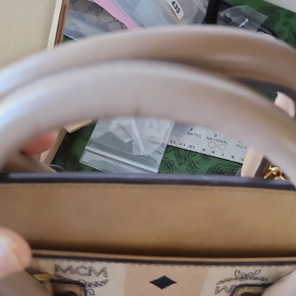 MCM Tan Logo Tote Bag - Picture 6 of 10